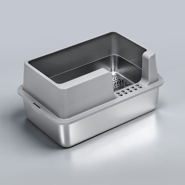 XL Stainless Steel Sifting Litter Box for Pine Pellet — With Enclosure-Side Entry / XL