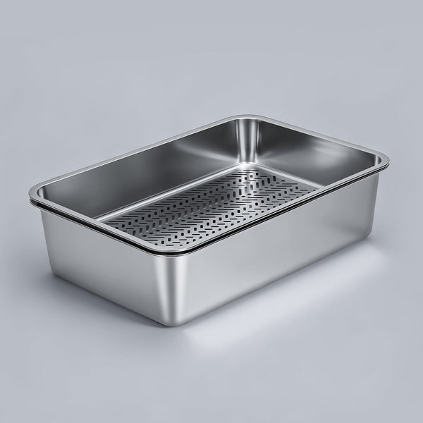Furrbby Advanced Sifting Stainless Steel Litter Box Tray for Pine Pellet Cat Litter