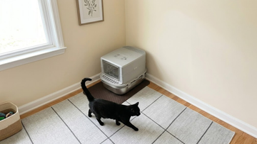 Furrbby Stainless Steel Sifting Litter Box - Enclosed Hooded Metal Cat Litter Box with Odor Control Filter and Anti-Tracking Mat