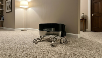 Furrbby enclosed corner stainless steel litter box, anti-spill hood, heavy-duty stainless steel litter box, space-efficient layout for room corners