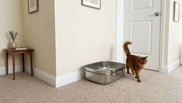 Furrbby easy-clean sifting stainless steel litter box, smooth stainless steel litter box with raised walls, open design convenient for cats to enter and exit