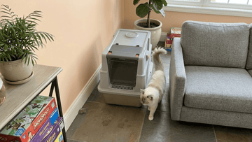Furrbby stainless steel litter box, durable anti-tracking metal cat litter box for indoor living room placement