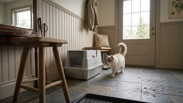 Furrbby Full Enclosed Stainless Steel Litter Box, sealed enclosure to cut down scattered litter in indoor entry areas