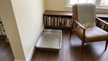 Furrbby XXL Pine Pellet Sifting Stainless Steel Litter Box, extra large open top tray designed for wood pellet cat litter
