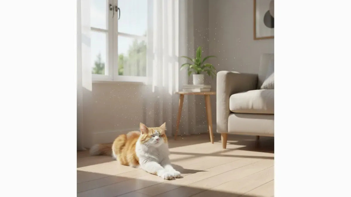 Cat next to a PULLNSCOOP stainless steel litter box in a real home