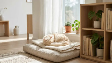 Cat next to a PULLNSCOOP stainless steel litter box in a real home