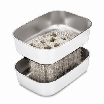 XL Stainless Steel Sifting Litter Box Set