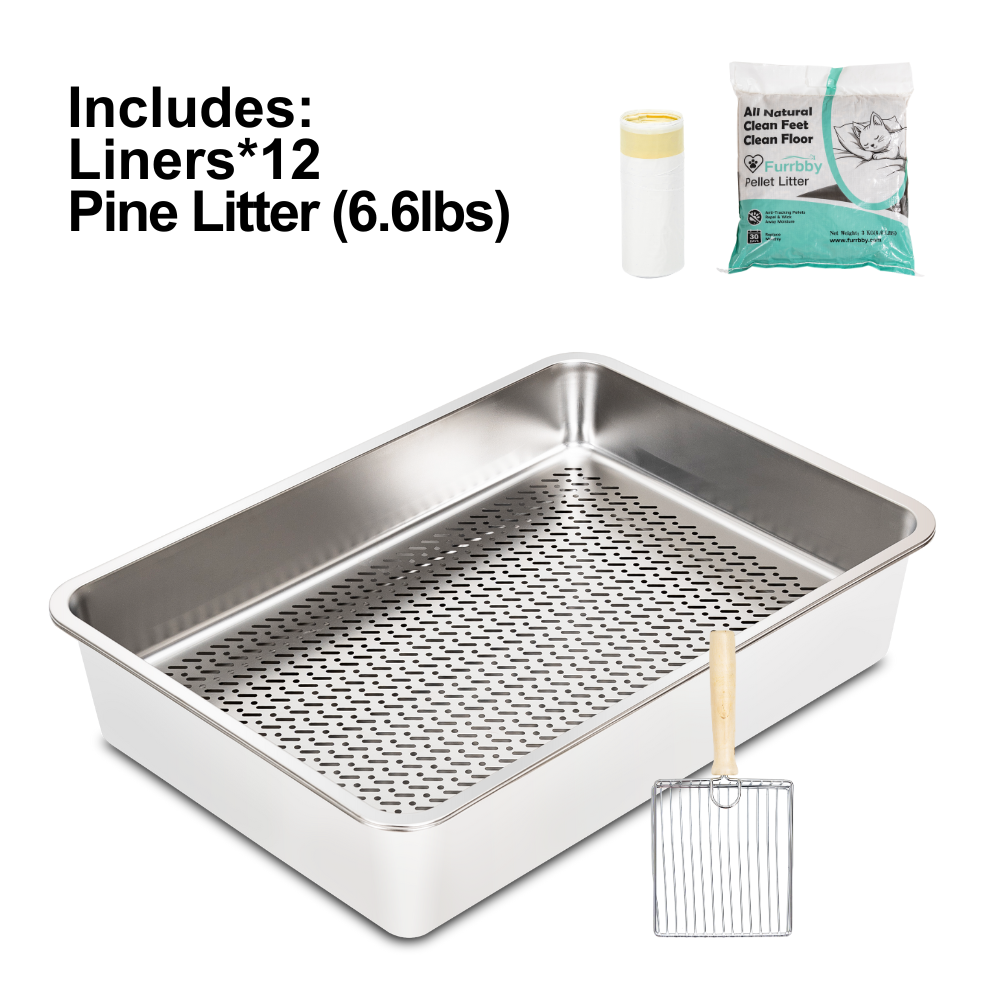 XXL Stainless Steel Sifting Litter Box for Pine Pellet