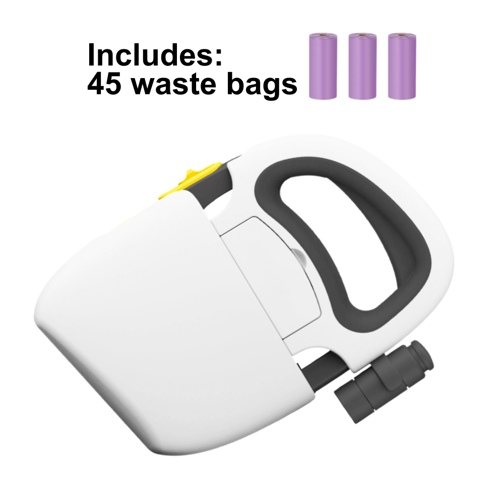 The All-in-One Dog Leash and Pooper Scooper with Built-in Bag Holder & Light