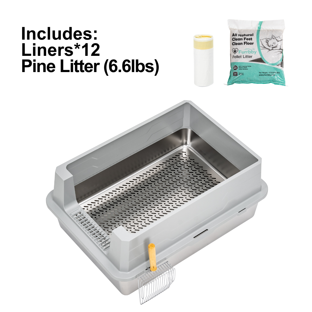 XXL Stainless Steel Sifting Litter Box for Pine Pellet
