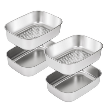 XL Stainless Steel Sifting Litter Box (Double Set）
