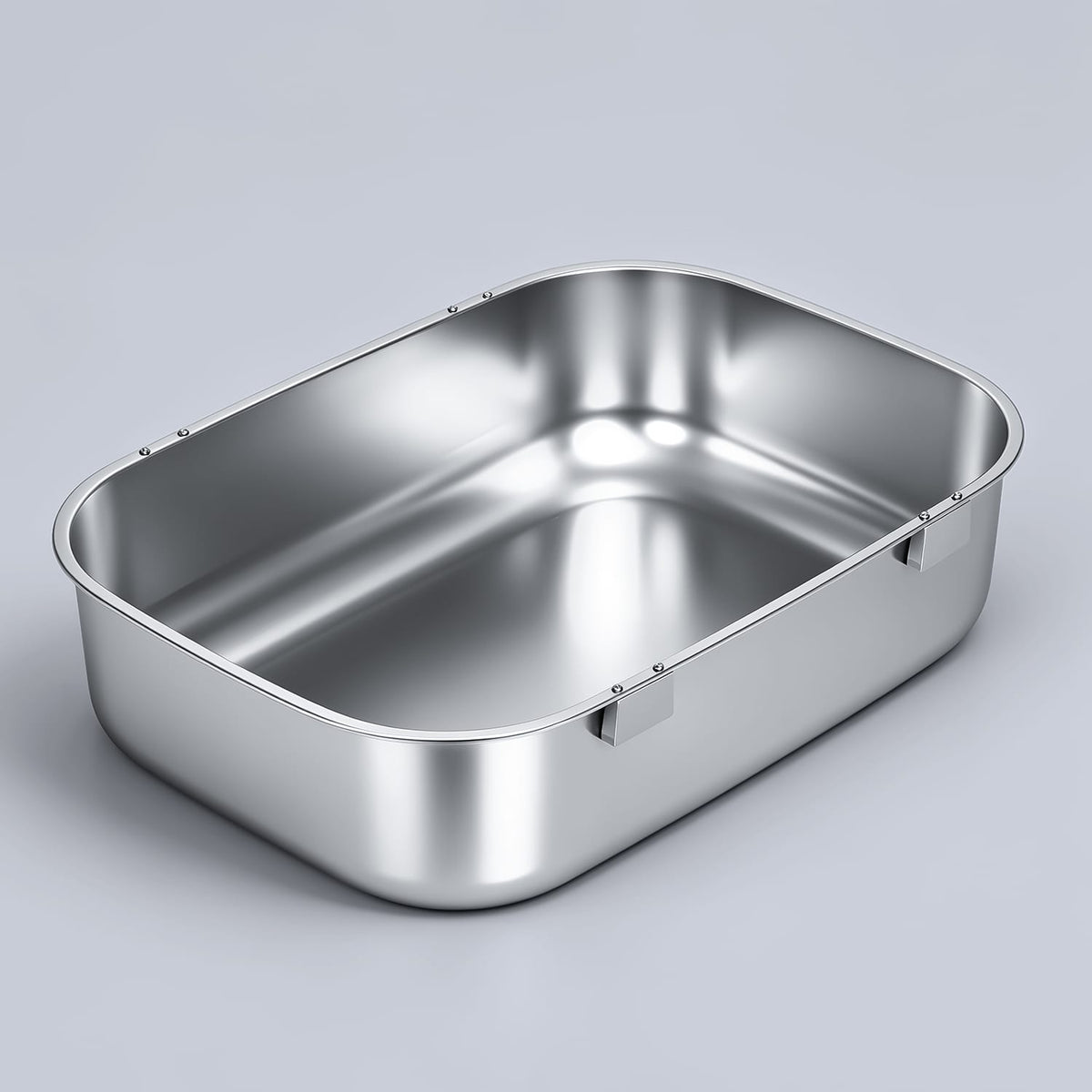 Furrbby XL Stainless Steel Litter Box Triple-Pan Upgrade Kit, rust-resistant stainless steel, converts 2-pan system to 3-pan for fast 3-second sifting cat litter cleaning