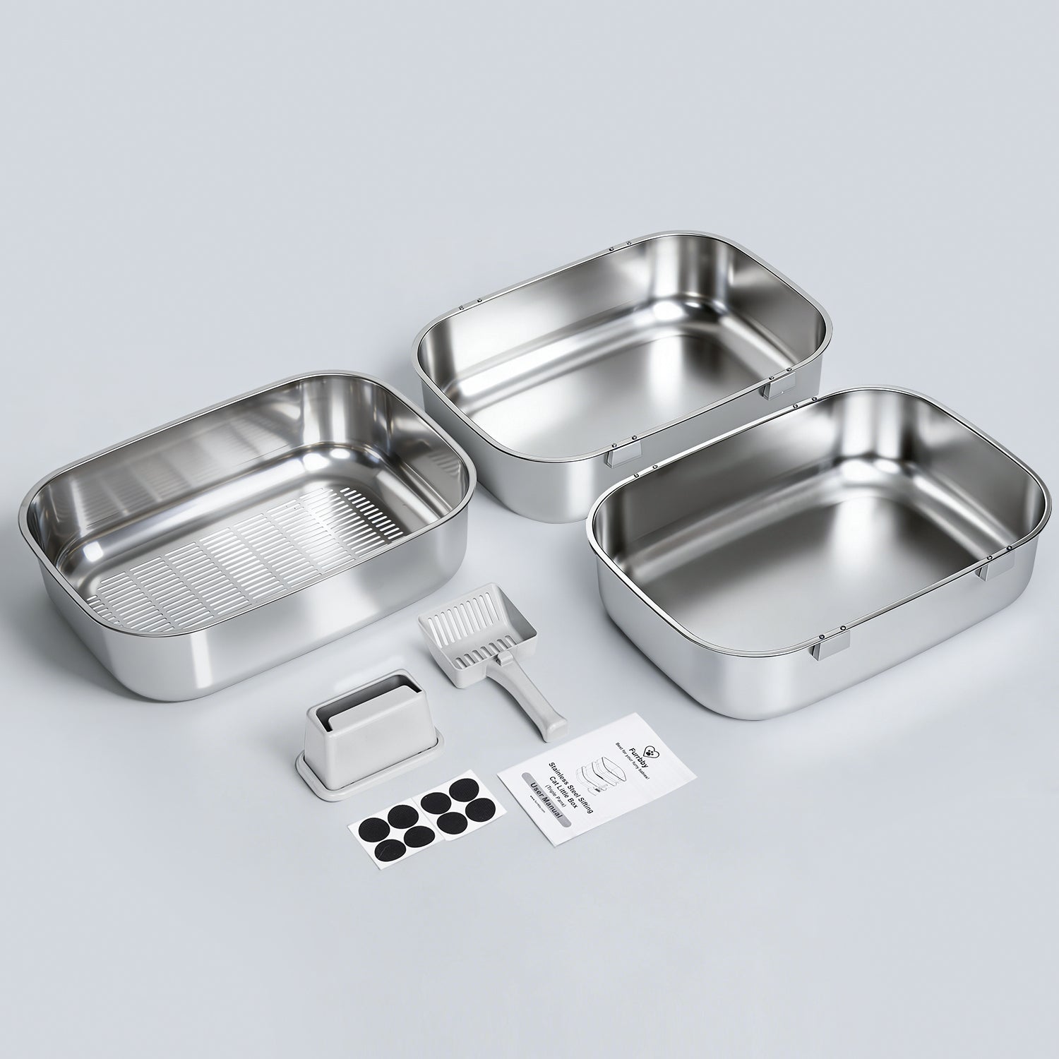 Triple-Tray XL Stainless Steel Sifting Litter Box