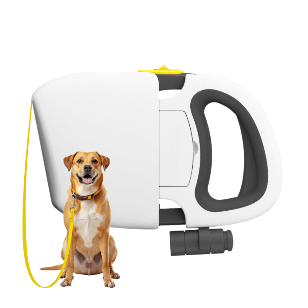 The All-in-One Dog Leash and Pooper Scooper with Built-in Bag Holder & Light