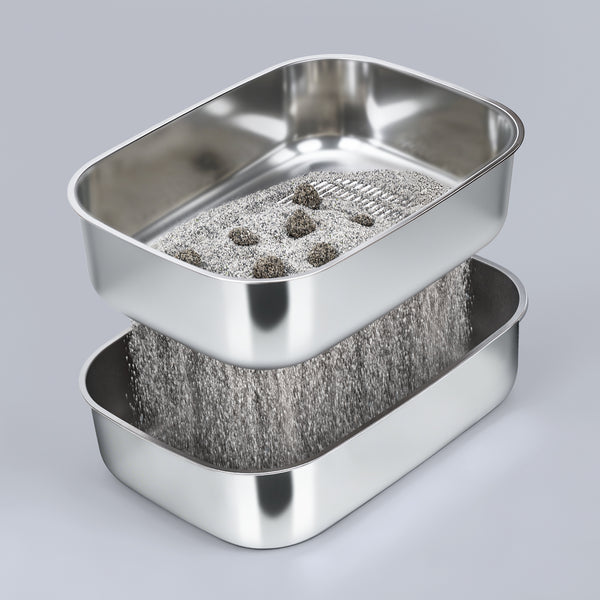 XL Stainless Steel Sifting Litter Box for Clumping Litter