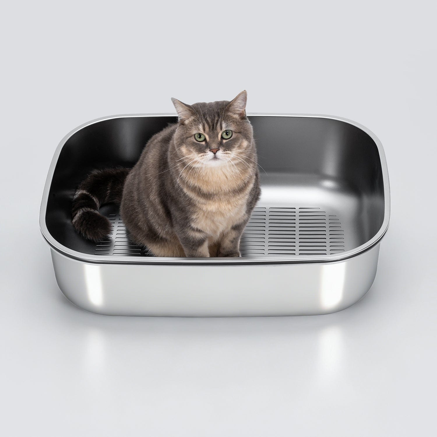 Furrbby stainless steel sifting litter box spacious for large cat homes