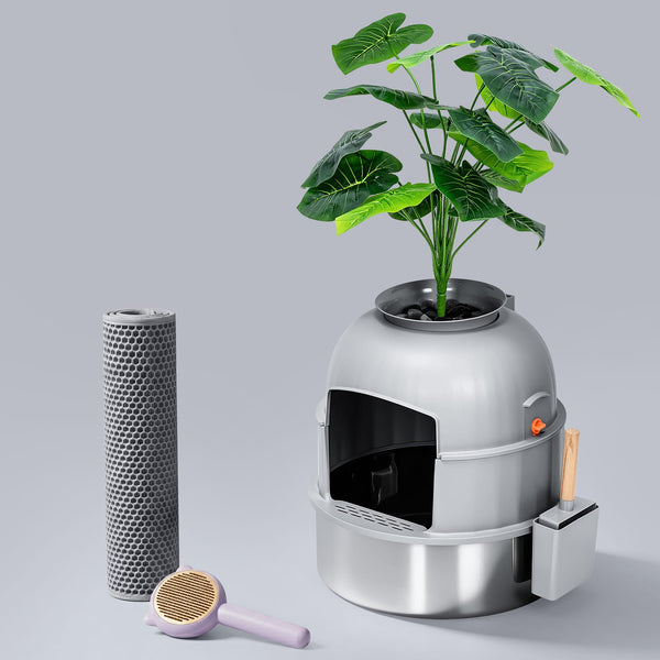 Hidden Potted Plant Stainless Steel Litter Box