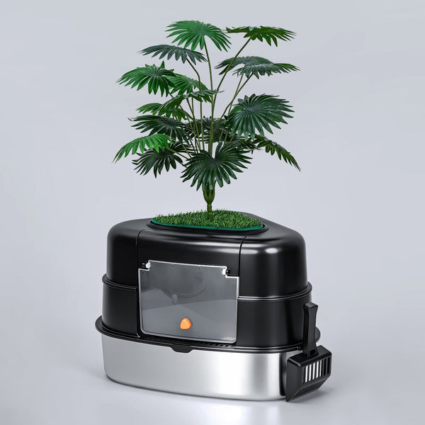 Hidden Triangular Potted Plant Stainless Steel Litter Box