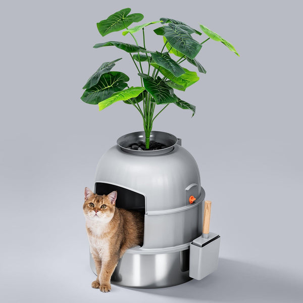 Hidden Potted Plant Stainless Steel Litter Box