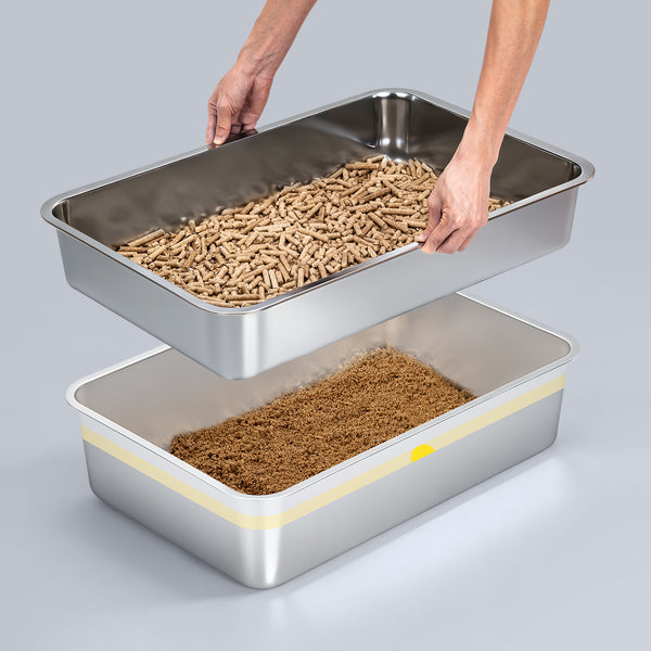 XXL Stainless Steel Sifting Litter Box for Pine Pellet