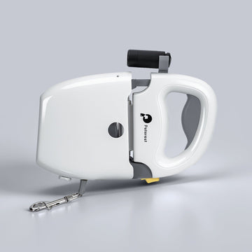 The All-in-One Dog Leash and Pooper Scooper with Built-in Bag Holder & Light