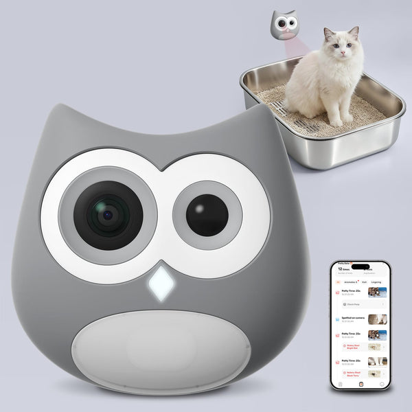 Furrbby Owl-shaped Litter Box Camera with multi-cat AI recognition and health monitoring app