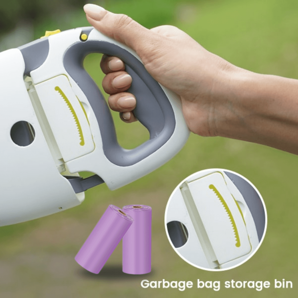 The All-in-One Dog Leash and Pooper Scooper with Built-in Bag Holder & Light