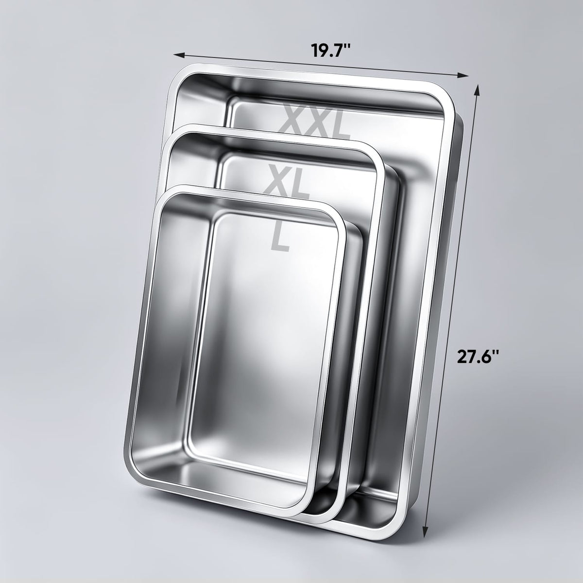 Furrbby XXL stainless steel cat litter box, size display shows extra‑large dimension for big cats