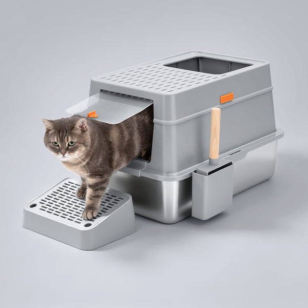 XL Full Enclosed Stainless Steel Litter Box-Model F