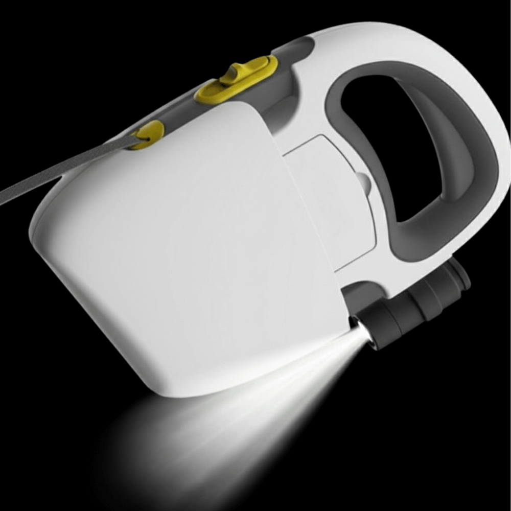 The All-in-One Dog Leash and Pooper Scooper with Built-in Bag Holder & Light