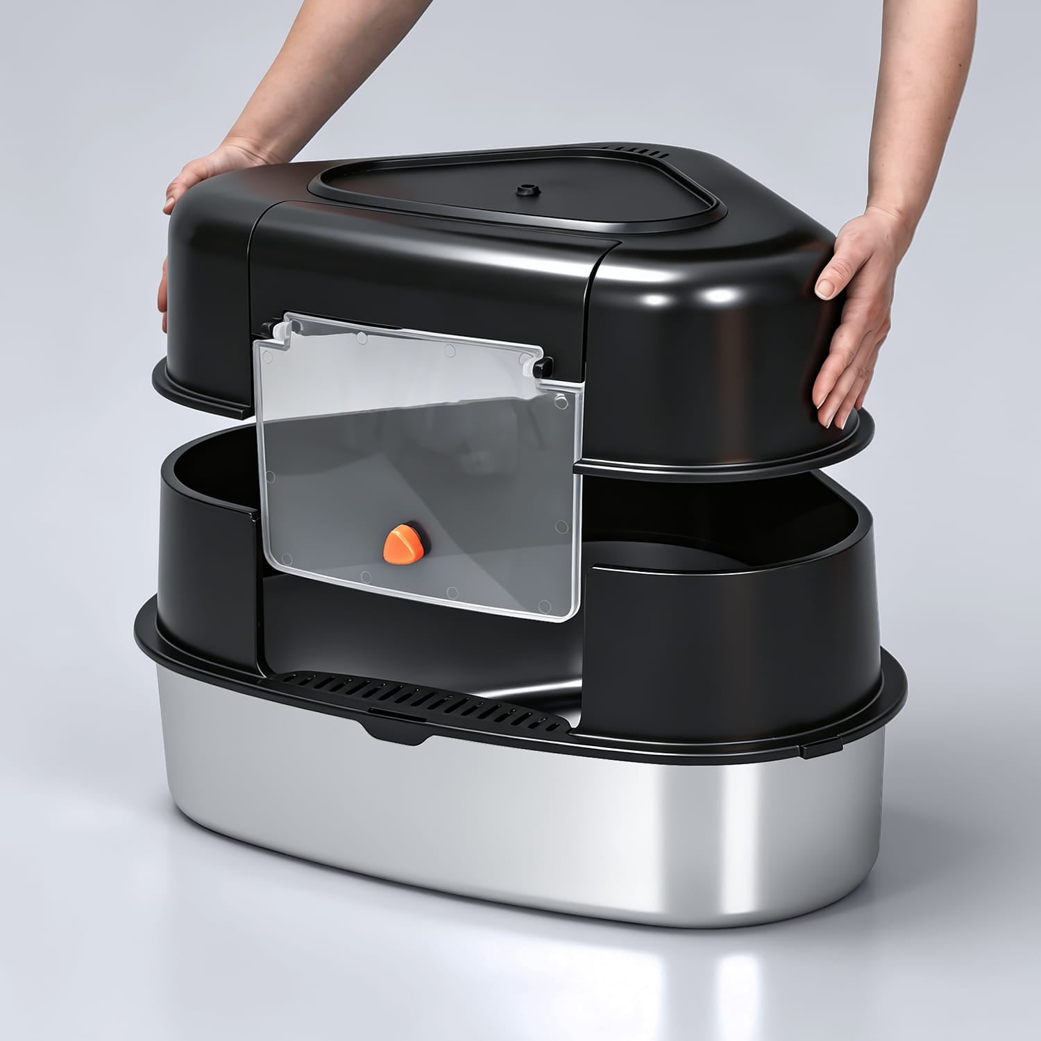 Disassembly of Furrbby black hidden litter box, modular stainless steel cat toilet for simple maintenance