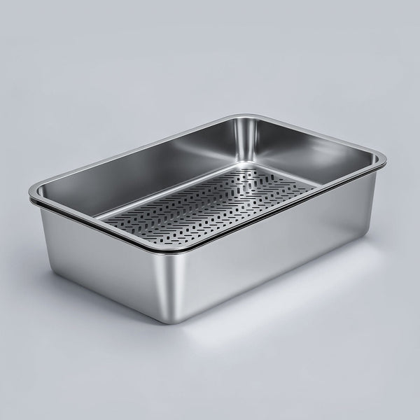 XL Stainless Steel Sifting Litter Box for Pine Pellet — Without Enclosure / XL