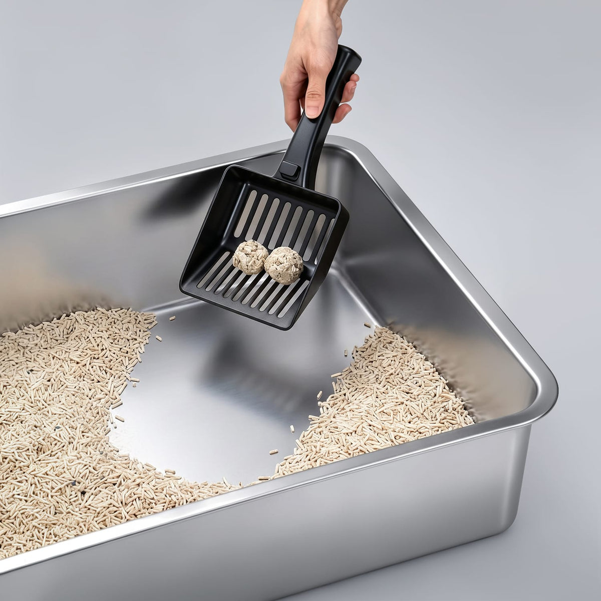 Furrbby xxl stainless steel litter box non‑stick easy‑clean surface