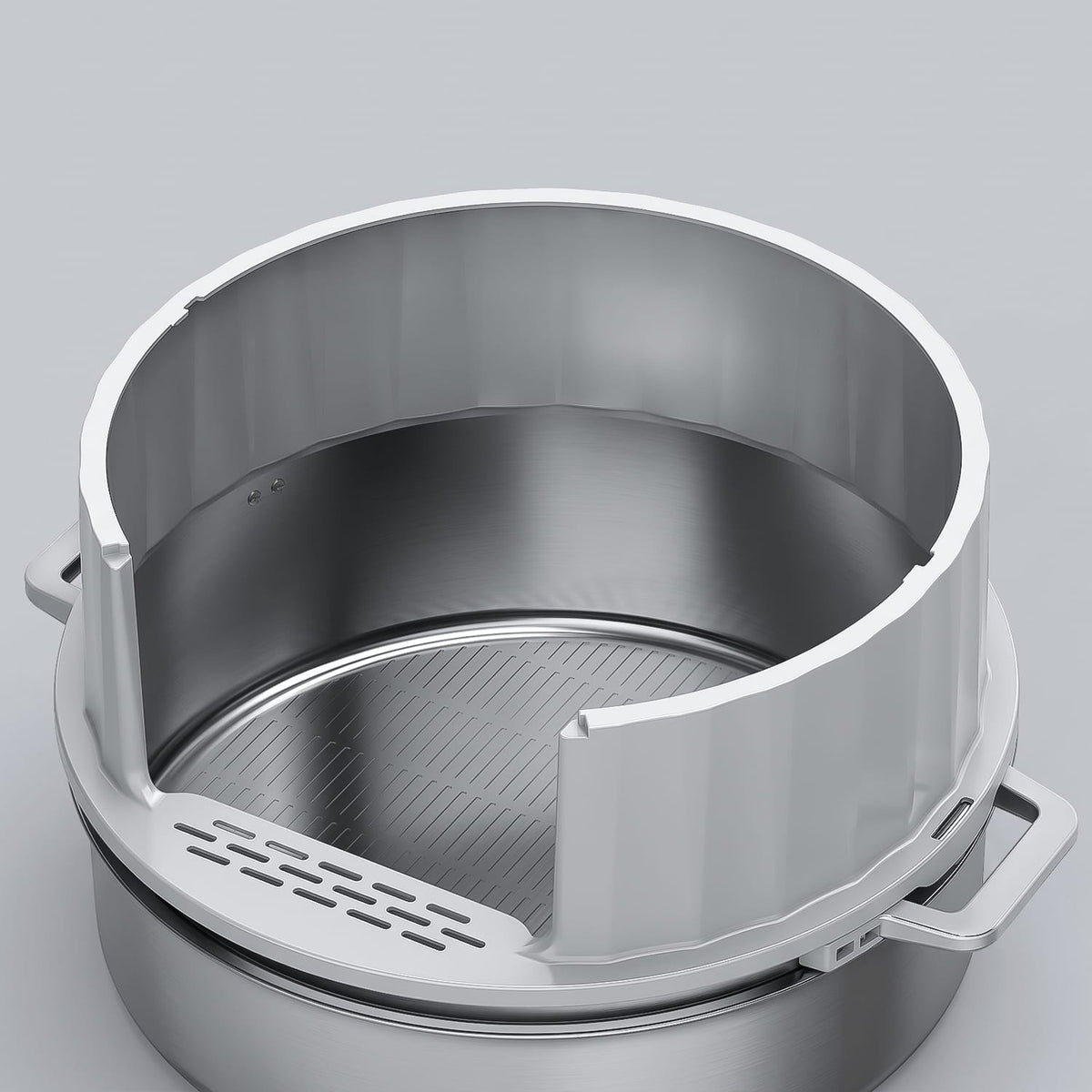 Furrbby Sifting Litter Box, XL round stainless steel interior with side handles, durable and easy to clean