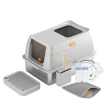 XL Full Enclosed Stainless Steel Litter Box Set-Model K