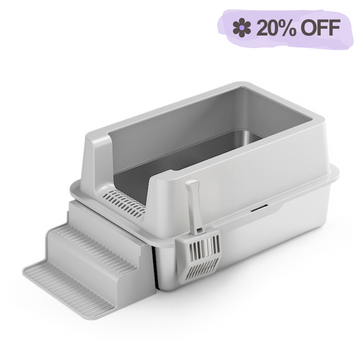 XL Front Entry Stainless Steel Litter Box with Stair