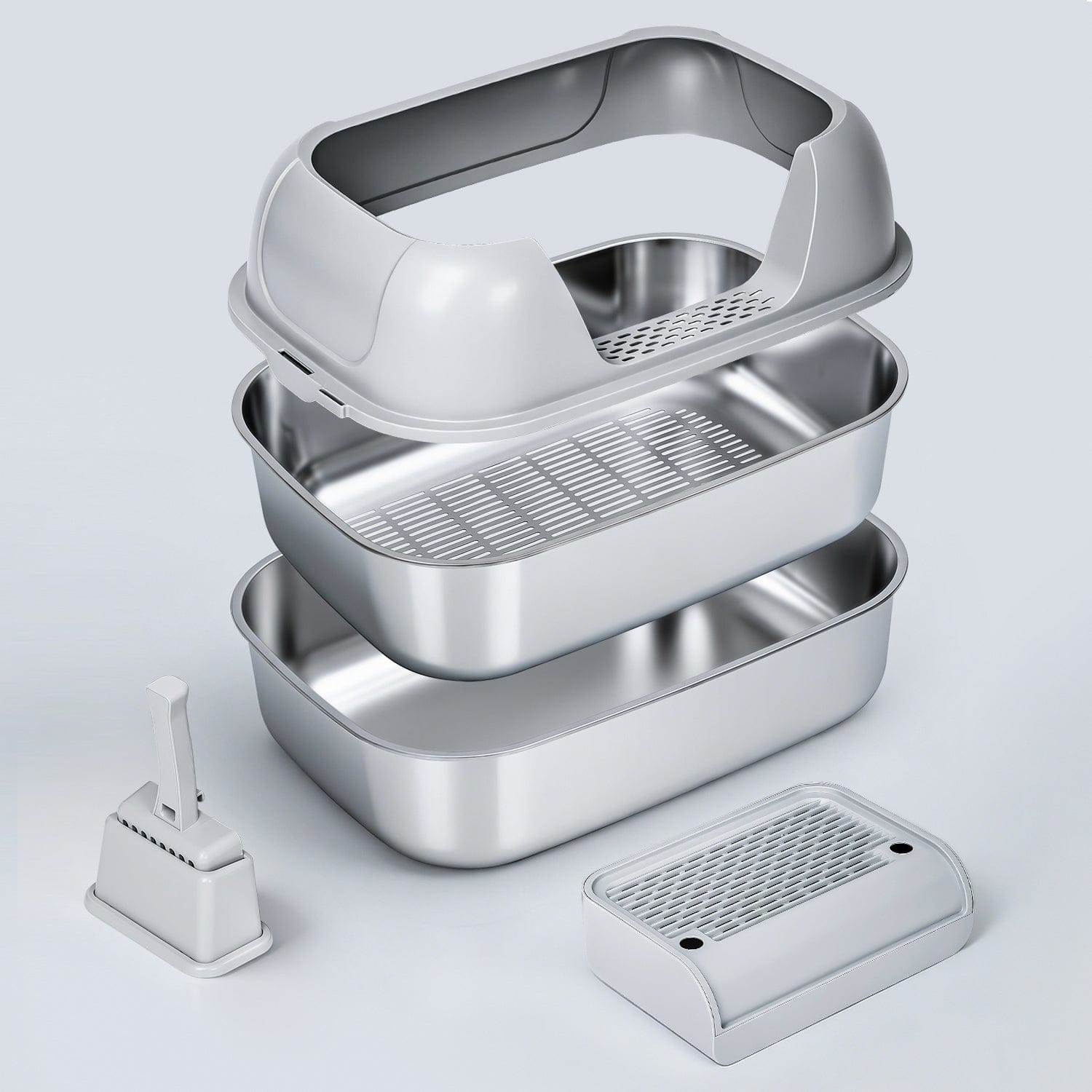 XL Stainless Steel Sifting Litter Box for Clumping Litter