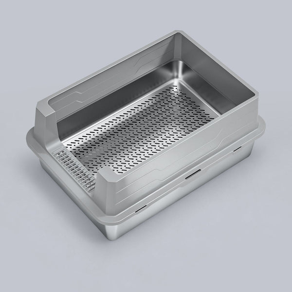 XXL Stainless Steel Sifting Litter Box for Pine Pellet — Semi Enclosure / XXL