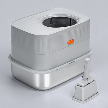 XL Full Enclosed Stainless Steel Sifting Litter Box for Regular Clumping Litter