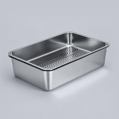 XL Stainless Steel Sifting Litter Box for Pine Pellet