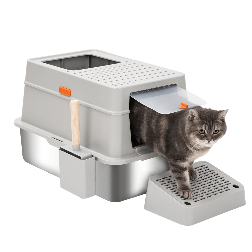 XL Full Enclosed Stainless Steel Litter Box-Model F