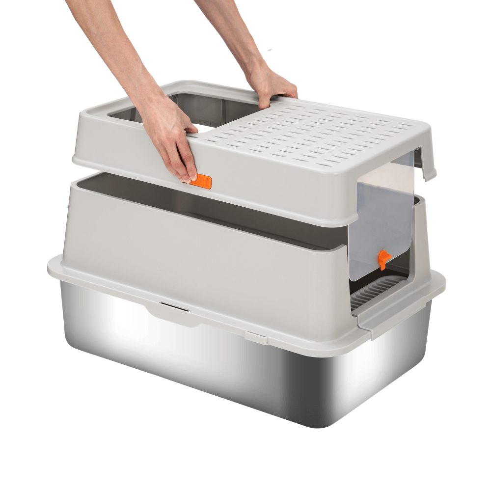 XL Full Enclosed Stainless Steel Litter Box-Model F