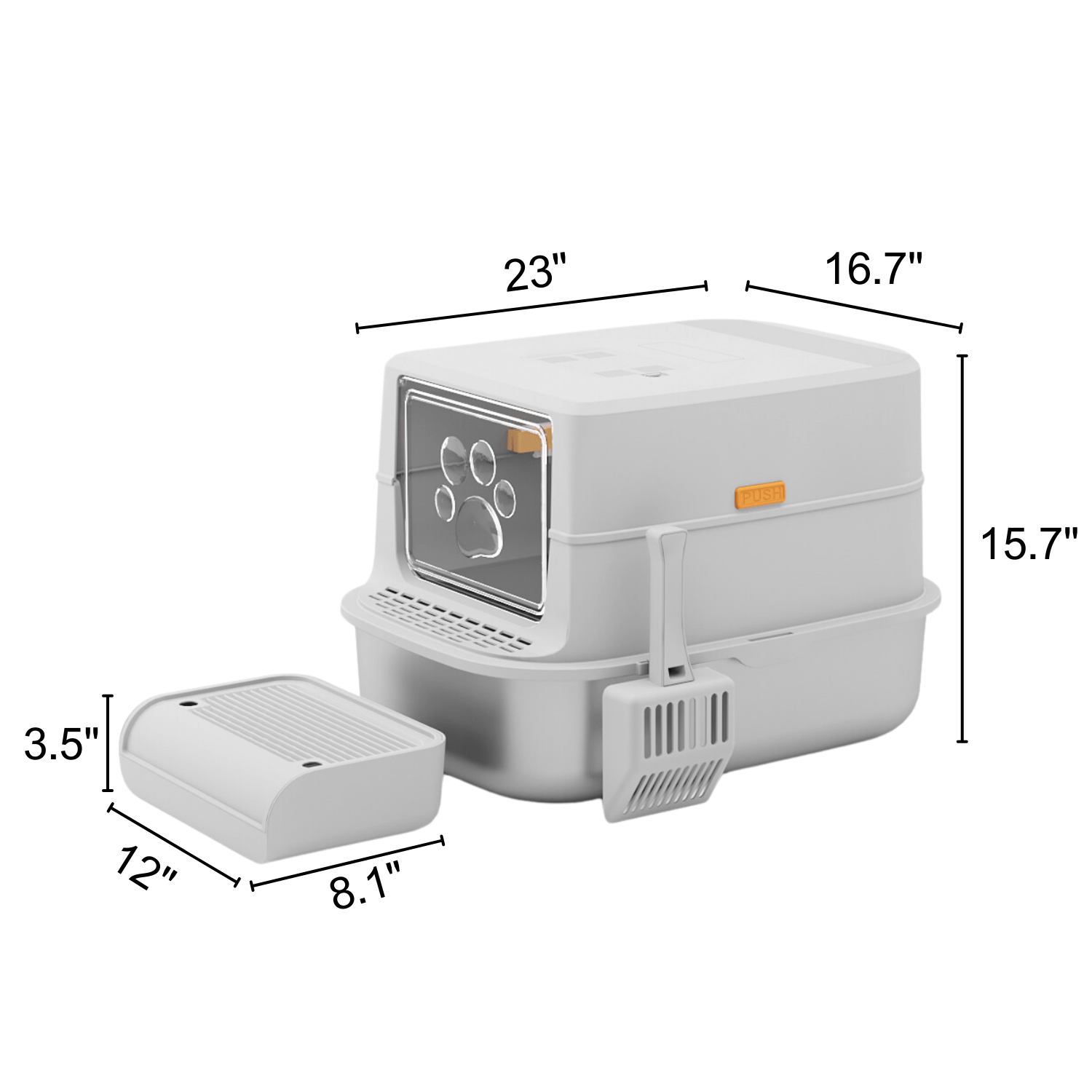 XL Full Enclosed Stainless Steel Litter Box with Air Filters 2.0