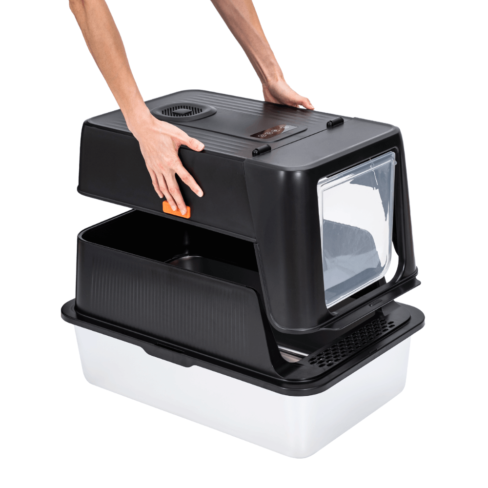 XL Full Enclosed Stainless Steel Litter Box with Ionizer Deodorizer