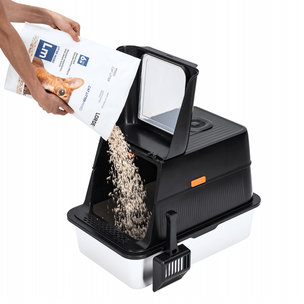 XL Full Enclosed Stainless Steel Litter Box with Ionizer Deodorizer