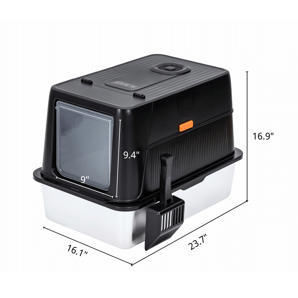 XL Full Enclosed Stainless Steel Litter Box with Ionizer Deodorizer