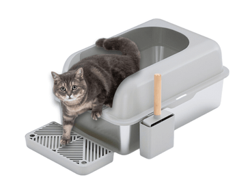 Furrbby Stainless Steel Litter Box XL A Grey Desk 4