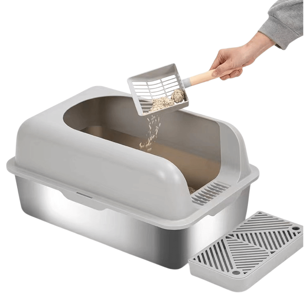 Furrbby Stainless Steel Litter Box XL A Grey Main 2