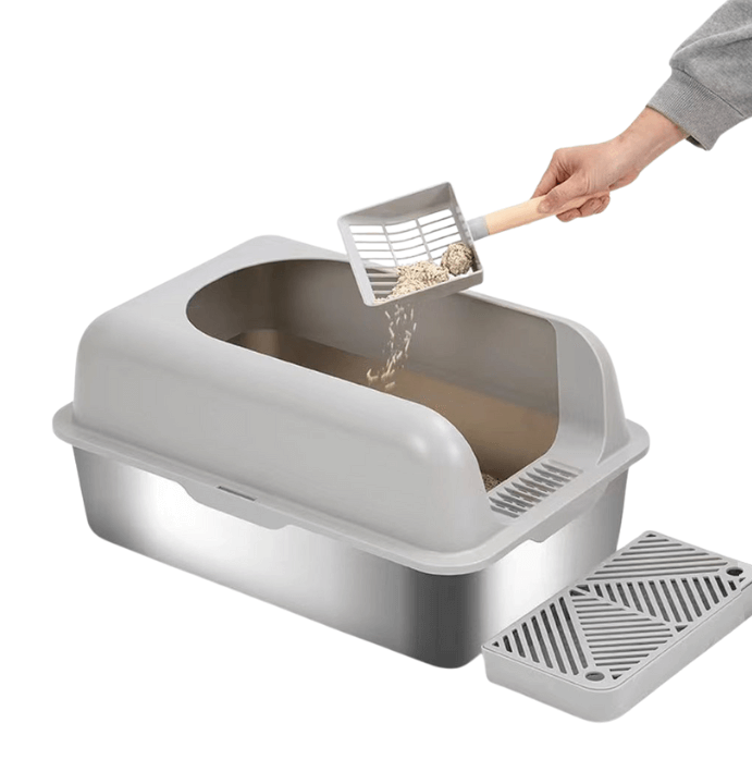 Furrbby Stainless Steel Litter Box XL A Grey Phone 2