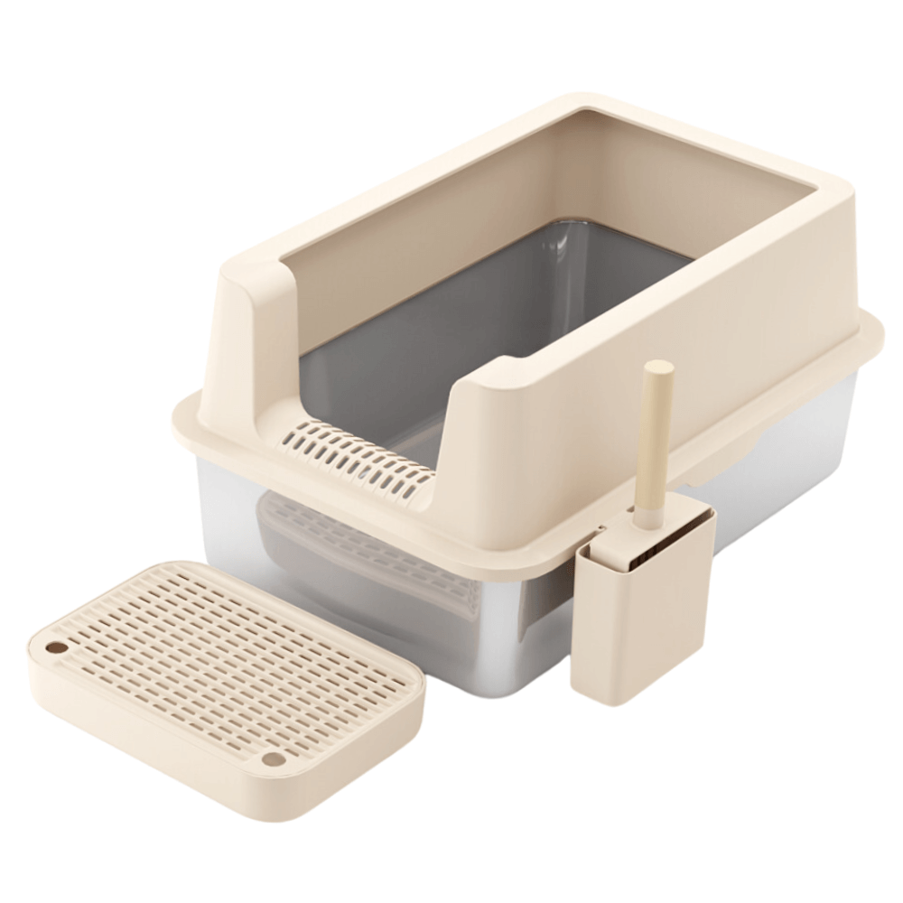 Furrbby Stainless Steel Litter Box XL J Beige Main 1